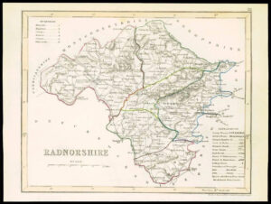 1855 - Original antique map of "RADNORSHIRE" WALES by JOSHUA ARCHER (38)