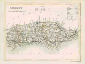 1855 - Original antique map of "SUSSEX" by JOSHUA ARCHER (45)