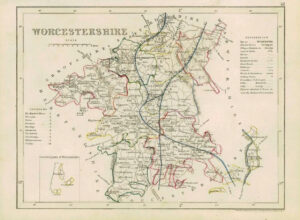 1855 Original antique map "WORCESTERSHIRE" by JOSHUA ARCHER (50)