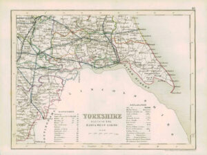 1855 Original antique map "YORKSHIRE EAST & WEST RIDING" by JOSHUA ARCHER (54)