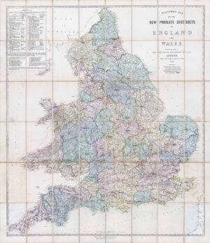 1858 STANFORD'S Folding Map MAP OF THE NEW PROBATE DISTRICTS ENGLAND WALES