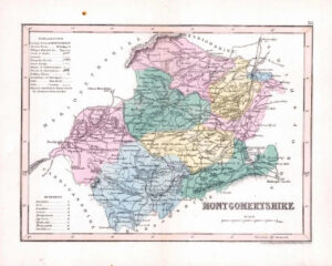 1860 - Original antique colour map of "MONTGOMERYSHIRE" WALES Joshua Archer (26)