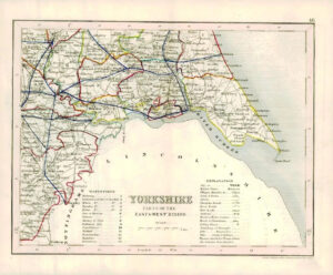 1860 Joshua Archer map of YORKSHIRE Parts of East & West Riding England (AM3/55)