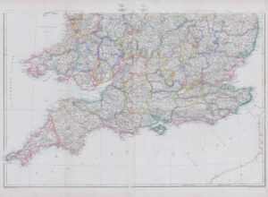 1863 Large Antique Map ENGLAND AND WALES South East Sheet Edward Weller (DA05)