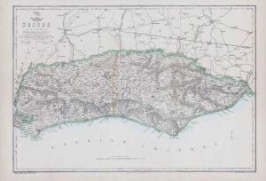 1863 Large Antique Map SUSSEX by Edward Weller (DA108)