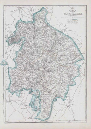 1863 Large original Antique Map WARWICKSHIRE by Edward Weller (DA109)