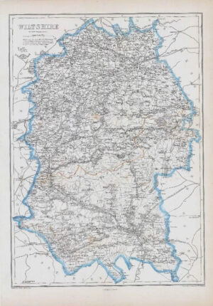 1863 Large Antique Map WILTSHIRE by Edward Weller (DA110)