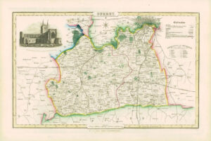 1846 - Original Antique Map of SURREY by Slater ST SAVIOURS CHURCH SOUTHWARK