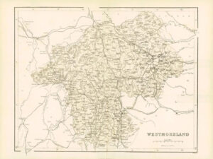 1865 - Original Antique Map of "WESTMORELAND" by W Hughes (NG9)