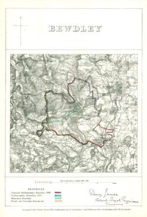 1868 Worcestershire Boundary Commission Ordnance MAP PLAN of BEWDLEY (BC12)