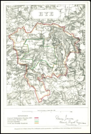 1868 Suffolk Boundary Commission Ordnance MAP PLAN of EYE (BC58)