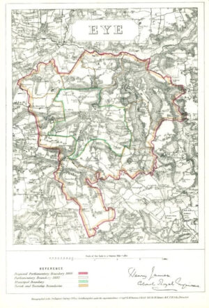 1868 Suffolk Boundary Commission Ordnance MAP PLAN of EYE (BC58)