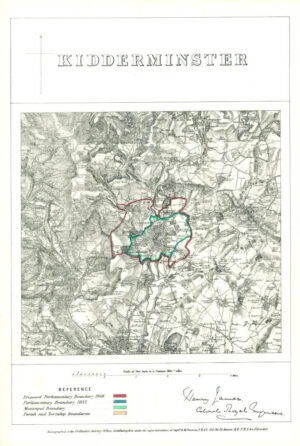 1868 Worcestershire Boundary Commission Ordnance MAP of KIDDERMINSTER (BC83)