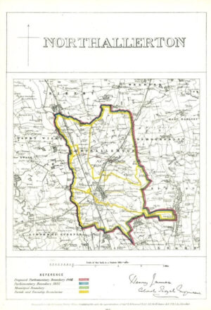 1868 North Yorkshire Boundary Commission Ordnance MAP of NORTHALLERTON (BC121)
