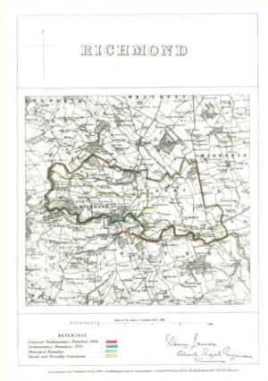 1868 YORKSHIRE Boundary Commission Ordnance MAP PLAN of RICHMOND (BC137)