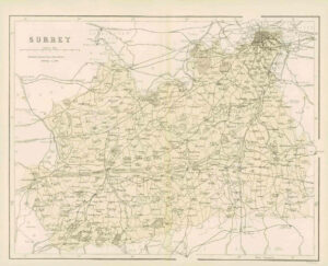 1868 - Original Colour Antique Map of SURREY by W Hughes (FC26)