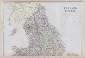 1882 LARGE Colour Antique Map of ENGLAND & WALES by BLACKIE (BA52)