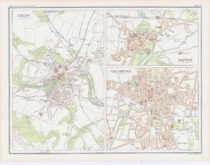 c1885 Large Map ENGLAND - BUXTON WARWICK CHELTENHAM Bartholomew (RA56)