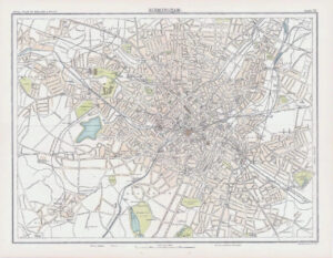 c1885 Large Map ENGLAND - BIRMINGHAM West Midlands Bartholomew (RA52)