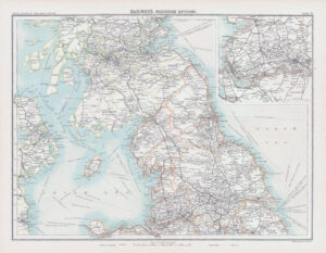 c1885 Large Map ENGLAND WALES RAILWAYS NORTHERN DIVISION Bartholomew (RA5)
