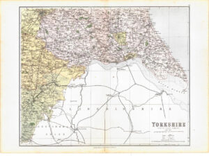 1885 Large Map of the County of YORKSHIRE (South East Sheet) by Weller (PCM43)