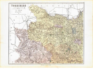 1885 Large Map of the County of YORKSHIRE (North West Sheet) by Weller (PCM40)