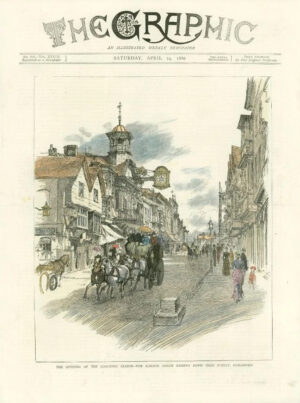 1886 Antique Print - SURREY Guildford High Street Coach & Horses (HC2/10)