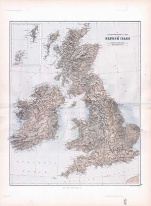 1887 Large Antique Folio Map BRITISH ISLES Stereographical By Stanford (SLA7)