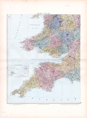 1887 Large Antique Folio Map ENGLAND WALES  SOUTH WEST Stanford (SLA18)
