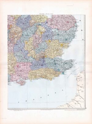 1887 Large Antique Folio Map ENGLAND SOUTH EAST Stanford (SLA17)