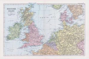 1898 Antique Map BRITISH ISLES Showing Connections with the Continent (NGA/8)
