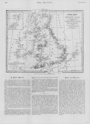 1900 MARITIME Map of British Isles Wreck Chart Showing Life Boat Stations (330)