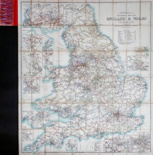 c1902 Very large RAILWAY (FOLDING) MAP OF ENGLAND & WALES SHOWING CANALS  (FM2)