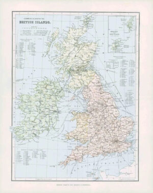 1903 Original Antique Colour Map - BRITISH ISLANDS ORKNEY SHETLAND IRELAND (7)