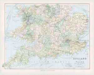 1903 Original Antique Colour Map - ENGLAND WALES South Sheet (9)