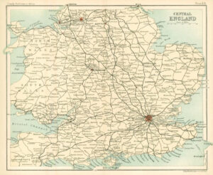 c1912 Map of CENTRAL ENGLAND Chart Regions (BS13)