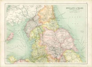 1912 Original Colour Antique Map  - ENGLAND WALES NORTHERN SECTION (62)