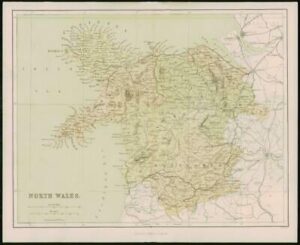 1868 - Original Colour Antique Map of NORTH WALES by W Hughes (FC18)