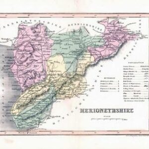 1860 - Original antique colour map of "MERIONETHSHIRE" WALES Joshua Archer (23)