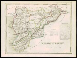 1855 - Original antique map of "MERIONETHSHIRE" Wales by JOSHUA ARCHER (28)