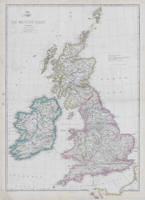 1863 Large Antique Map THE BRITISH ISLES by Edward Weller (DA03)