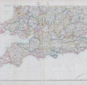 1863 Large Antique Map ENGLAND AND WALES South East Sheet Edward Weller (DA05)