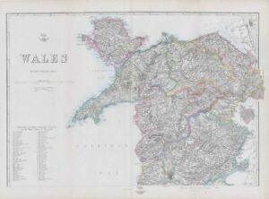 1863 Antique Map WALES North East Sheet Anglesey Denbigh Edward Weller (DA06)