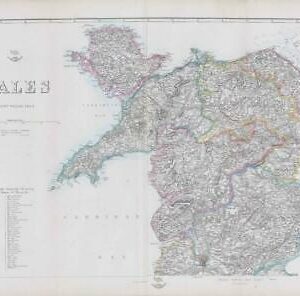 1863 Antique Map WALES North East Sheet Anglesey Denbigh Edward Weller (DA06)