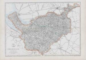 1863 Large Antique Map CHESHIRE by Edward Weller (DA80)