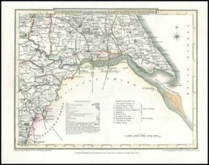 1808 Original Antique Map of YORKSHIRE EAST & WEST RIDING by J Roper   (LSM9)