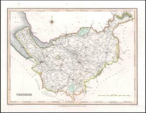 1840 Original Antique Map of CHESHIRE by Lewis (LSM66)