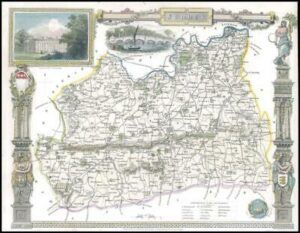 c1840 Original Antique Map of SURREY by Thomas Moule (LSM15)