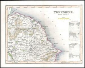 c1845 Antique Map of YORKSHIRE NORTH RIDING by J Archer (LSM33)