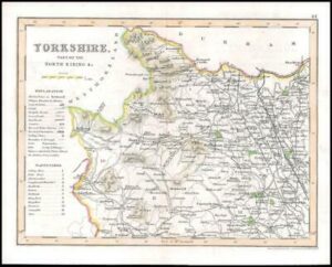 c1845 Antique Map of YORKSHIRE Part of NORTH RIDING by J Archer (LSM32)